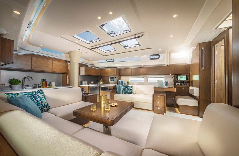 luxury sailing yacht bavaria c57 interior, bluemotion yacht charter, sailing in croatia, luxury sailing holidays