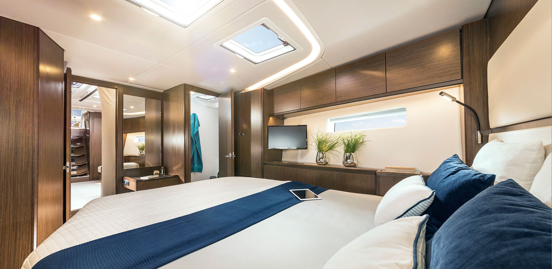 luxury sailing yacht bavaria c57 interior, bluemotion yacht charter, sailing in croatia, luxury sailing holidays